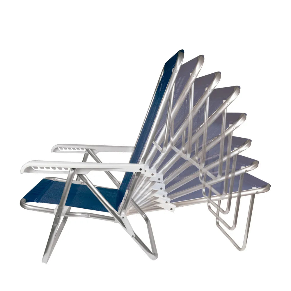 Silla Reclinable Aluminio 8 Pos. Sannet Azul Marino